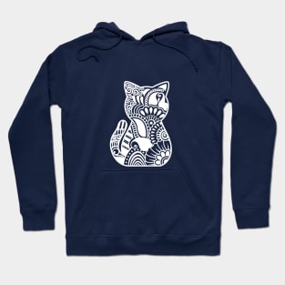 Cat zentangle Black and White Hoodie